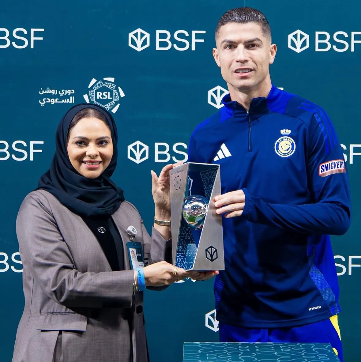 Crystal award presented to a player at a league ceremony
