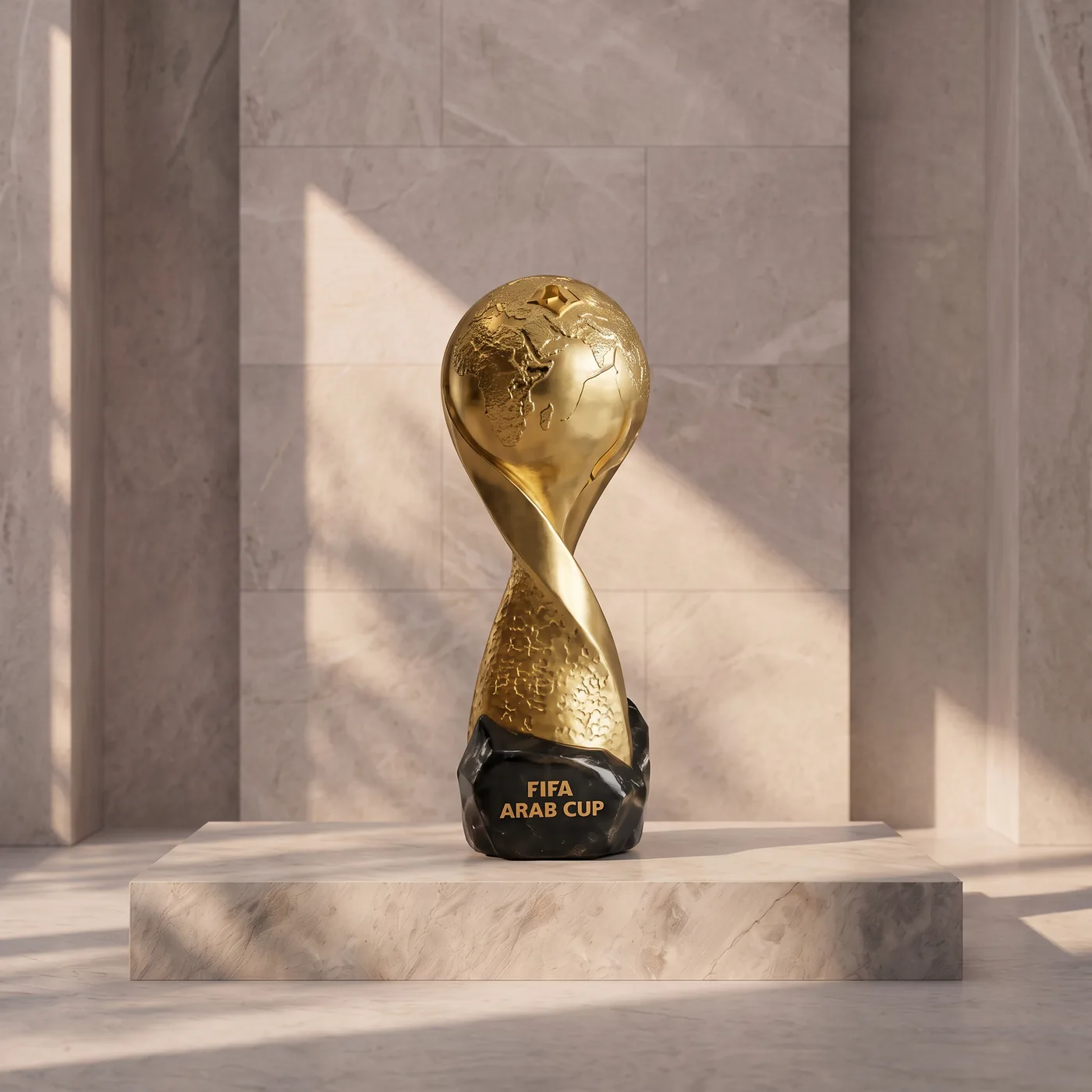 FIFA Arab Cup — أُعيد بناؤه أثناء الإنتاج، ليحمل ثقل لحظة الرفع