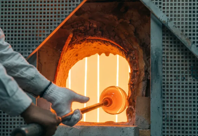 The mouth of the furnace, glowing at working temperature
