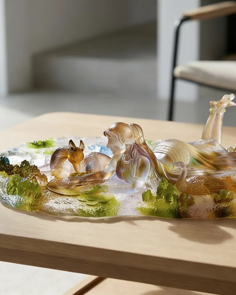 Crystal landscape scene with deer, cast as a single tableau