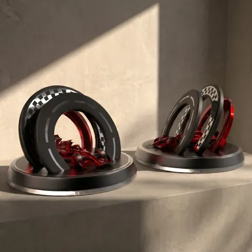 Motorsport awards featuring tyres and red wheel details